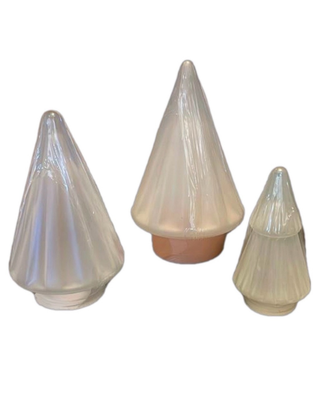 Set of 3 Glass Frosted Tree Decor Set